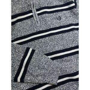 Grey ralph lauren Chaps Mens‎ Large Knit Striped Pullover Thick Sweater 1/4 zip